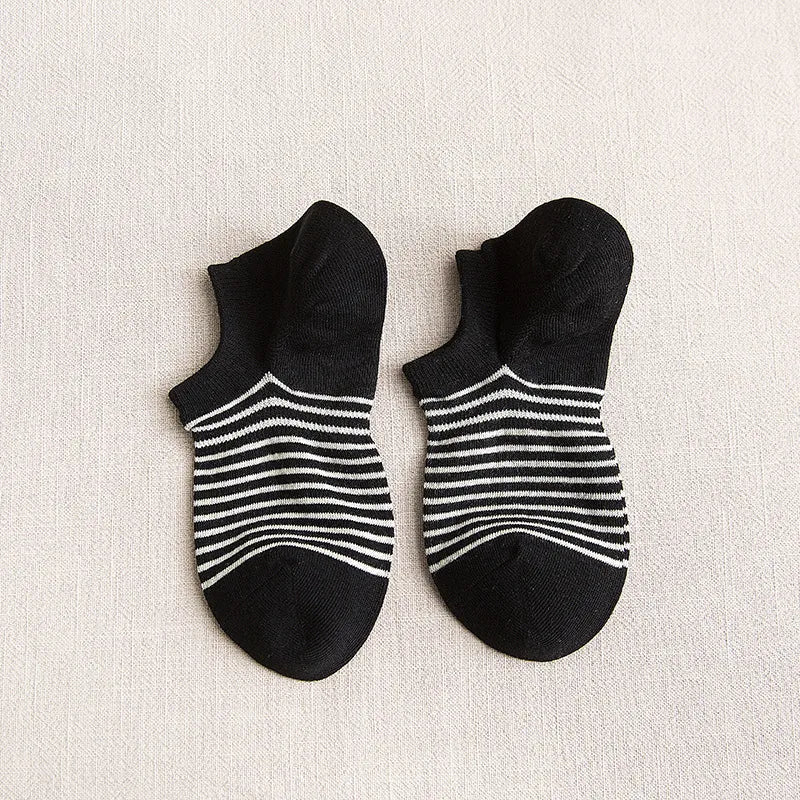 Casual Elegant Men's Stripe Cotton Ankle Socks A Pair