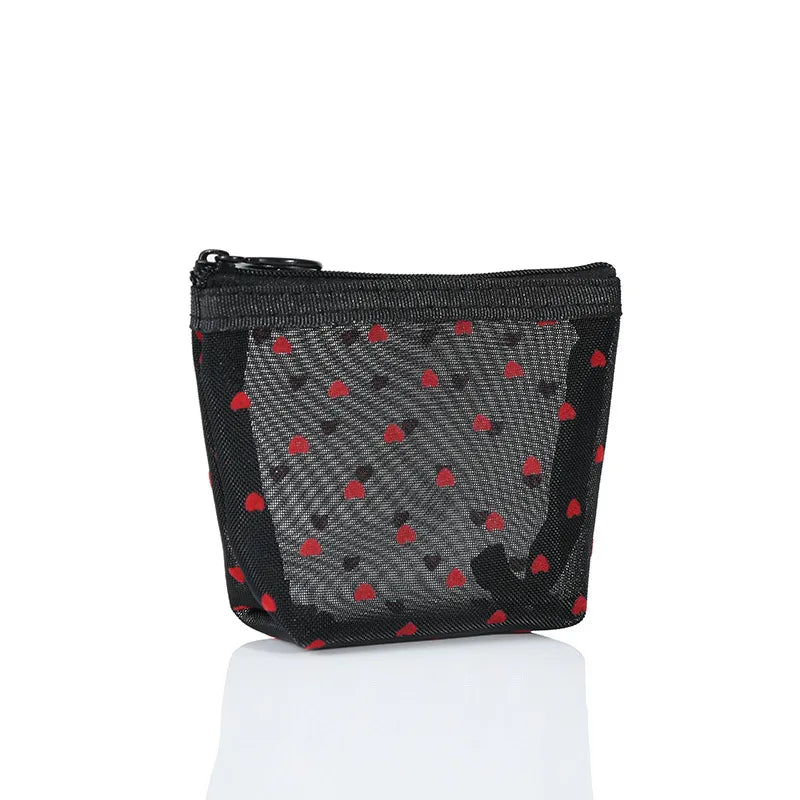 women's small all seasons nylon heart shape fashion square zipper cosmetic bag