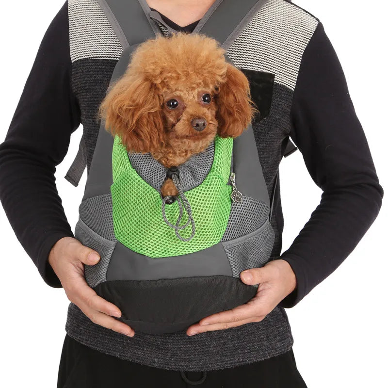 simple style pu leather canvas net color block pets backpack