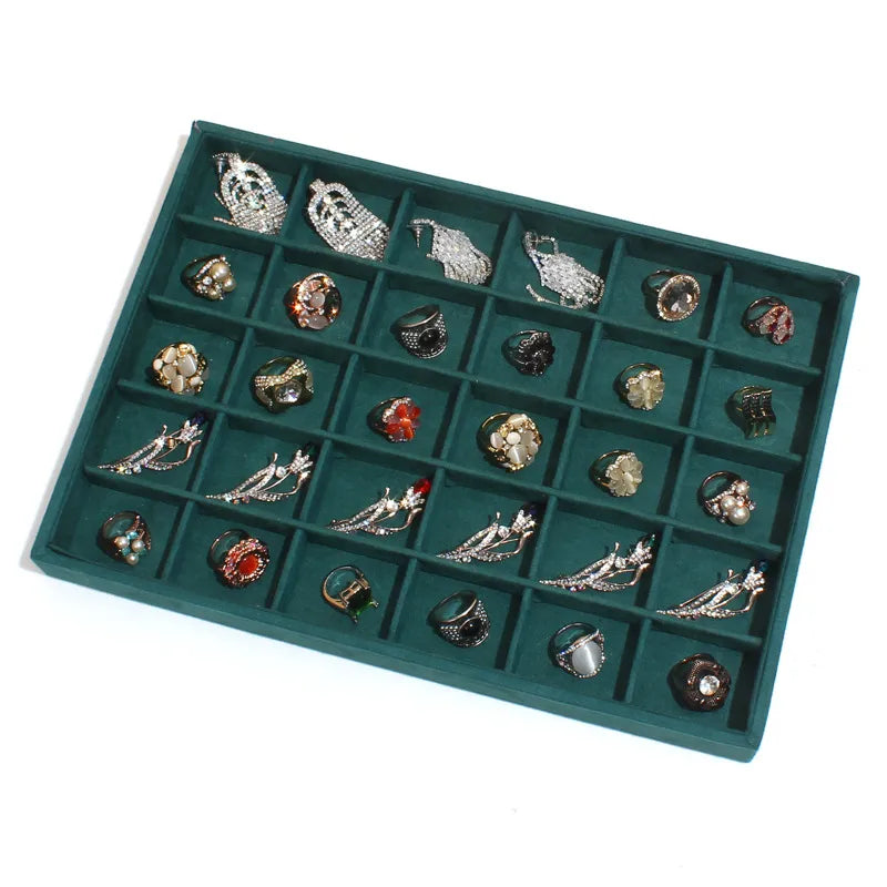Dark Green Jewelry Necklace Box Ring Bracelet Jade Storage Box Bangle Pendant Display Props Earring Jewelry Tray
