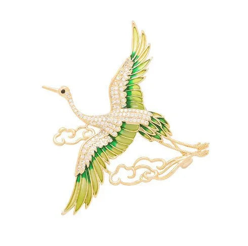 Green Chinese Style Brooch Pin Vintage High-End Tassel Creative Versatile Hanfu Cheongsam Embroidery Zinc Alloy Jewelry Accessory