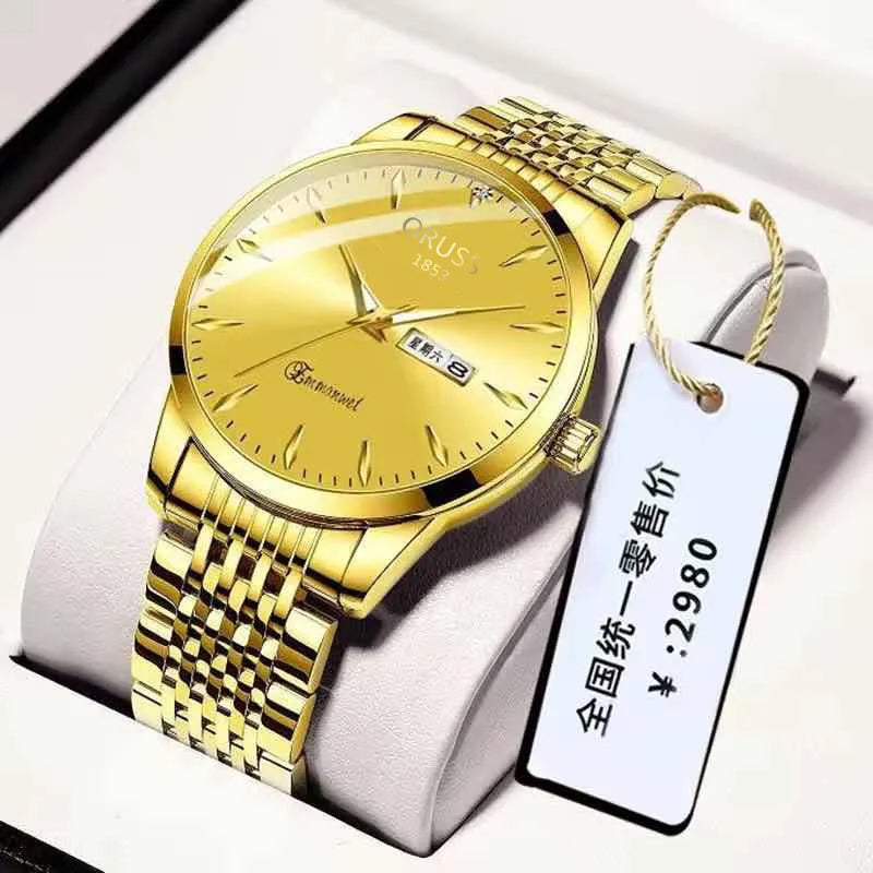 business geometric double side snaps quartz men's watches