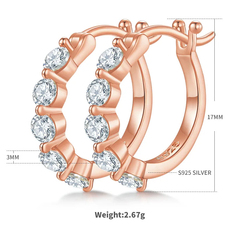 1 Pair 1.0ct Round Brilliant 18K Gold Plated Moissanite VVS1-VVS2 Round Earrings Colorless(DEF)
