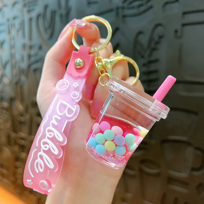 Acrylic Keychain Cute Sandflow Bottle Bag Pendant Toy Christmas Valentine Wedding Graduation Birthday Gift Keyring Decoration