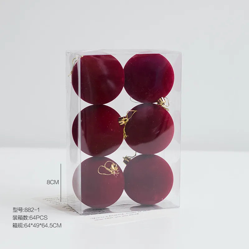 New Christmas Tree Decoration Balls Hanger Dark Red Wine Color Flocking Painted Christmas Balls Irregular Shape PVC Material