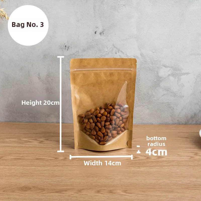 Yin and Yang Kraft Paper Self-sealing Bag Window Translucent Bag Tea Nut Food Packaging Bag Yin and Yang Self-sealing Bag