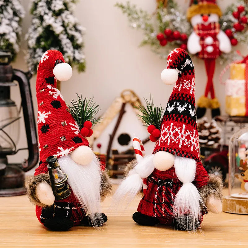 Christmas Decorations Knitted Ball Tassel Capless Dolls American Style No Face Dolls Christmas Tree Ornaments Gifts