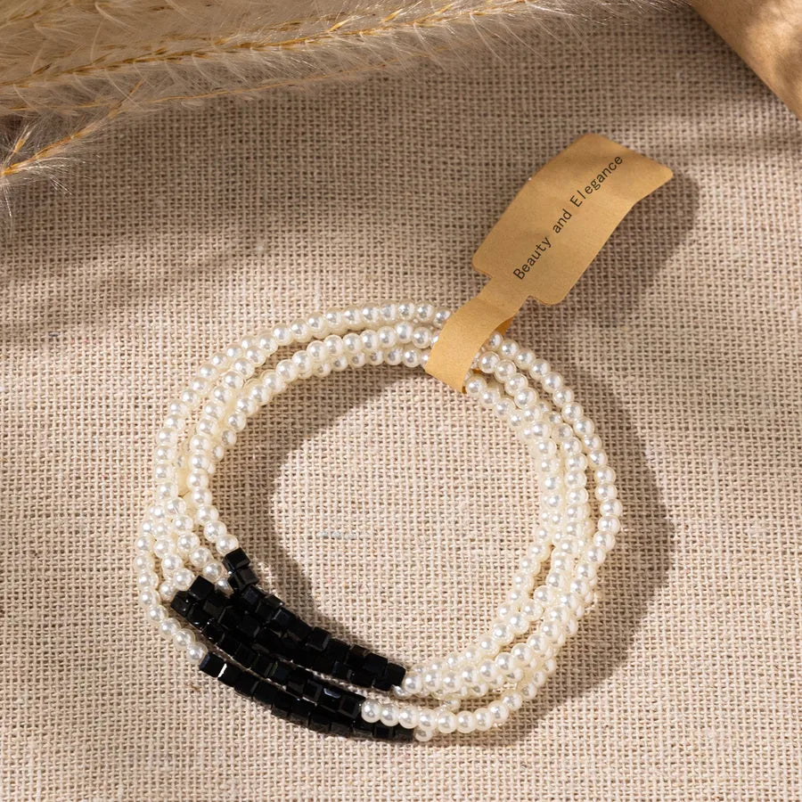 Vintage Style Classic Style Square Imitation Pearl Beaded Chain Wrap Bracelets Wholesale