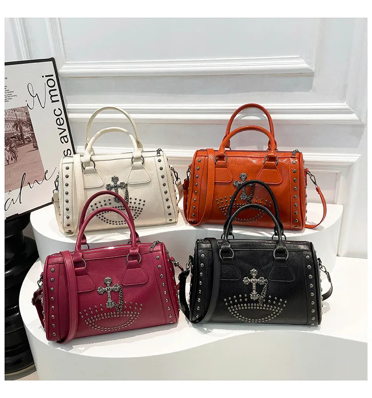 Women's Pu Leather Cross Classic Style  Chain Pillow Shape Zipper Shoulder Bag Handbag Crossbody Bag