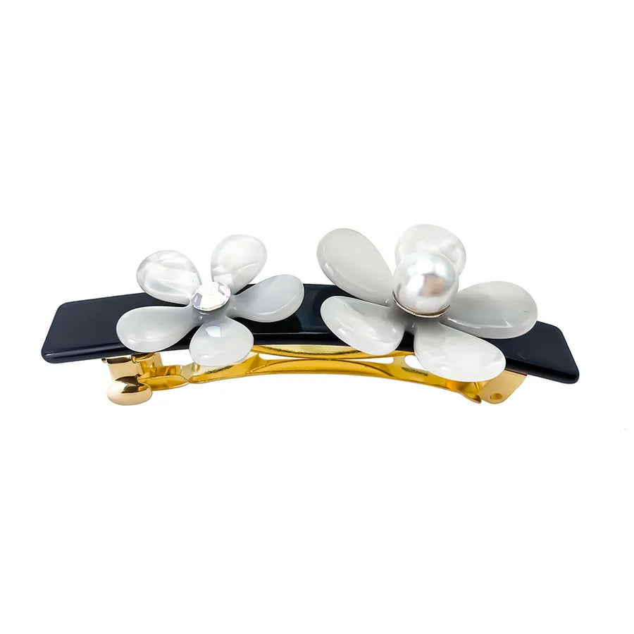 Elegant  Pearlescent Hair Clip Acetate Board Small Flower Duckbill Pearl Headwear Side Women's Hairpin