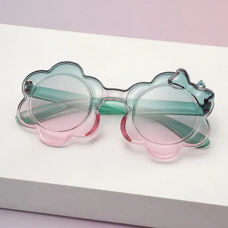 One-Piece Colorful Kidsren's Sunglasses Round Frame Kidsren's Bow Glasses Sun Protection Baby Sunflower Sunglasses