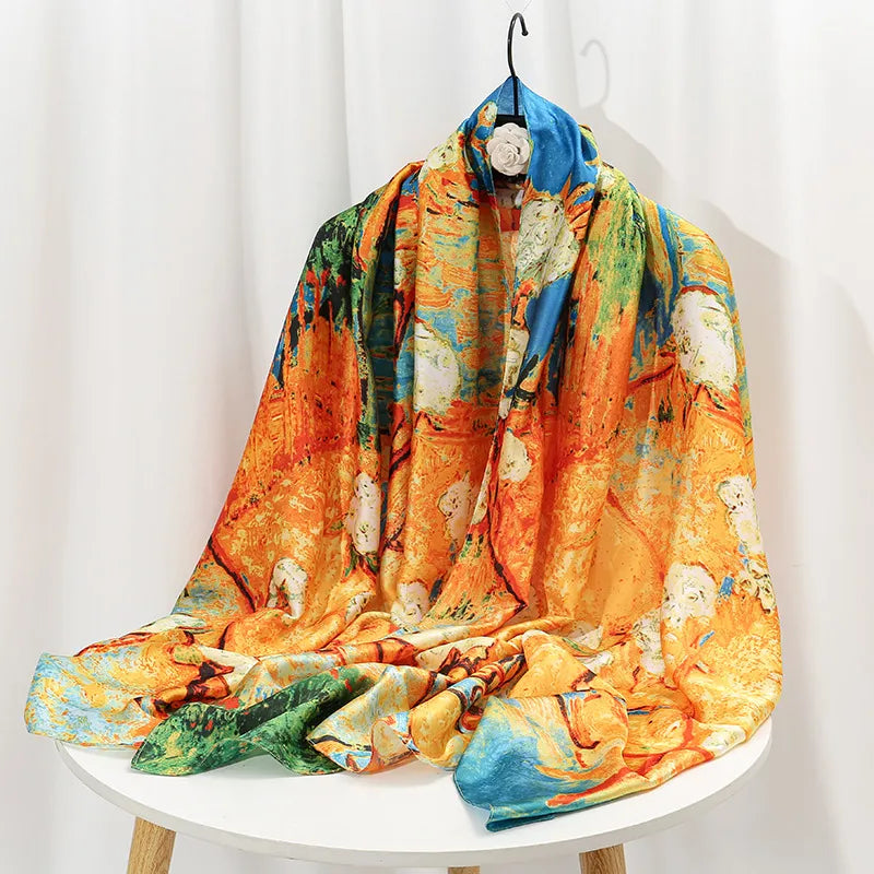 women's lady flower cloud brocade printing scarf