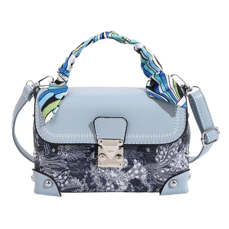 Women's PU Printing Streetwear Square Lock clasp Handbag Crossbody Bag