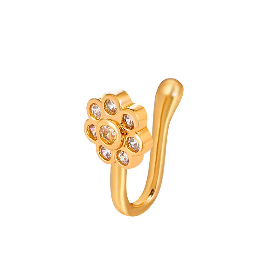 fashion creative copper perforation-free u-shaped nasal splint piercing butterfly flower snake-shaped fake nose studs