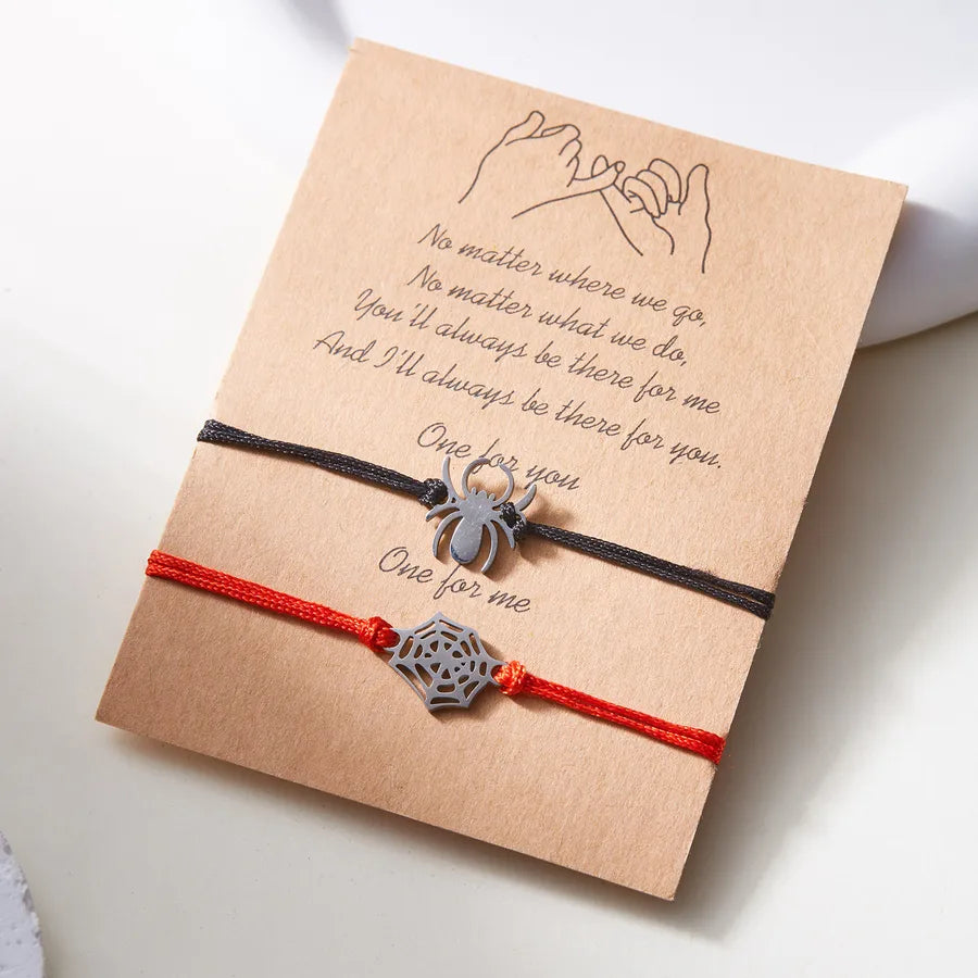 Adjustable Halloween Spider Web Waxed Thread Weaving Bracelet Creative Festival Gift For Couples Spider Web Design Bracelet