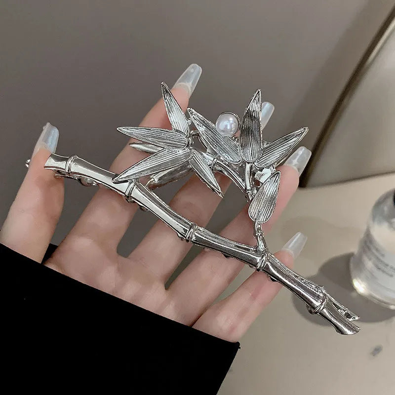 simple style sector shell rectangle imitation pearl rhinestone metal hair claws