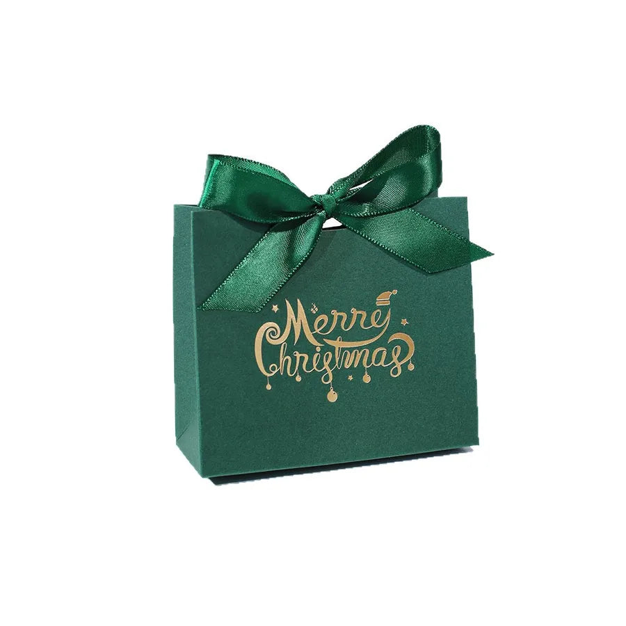 Merry Christmas Gift Box Decorative Multicolor Christmas Packaging Box Holiday Festive White Cardstock Bell wreath Design