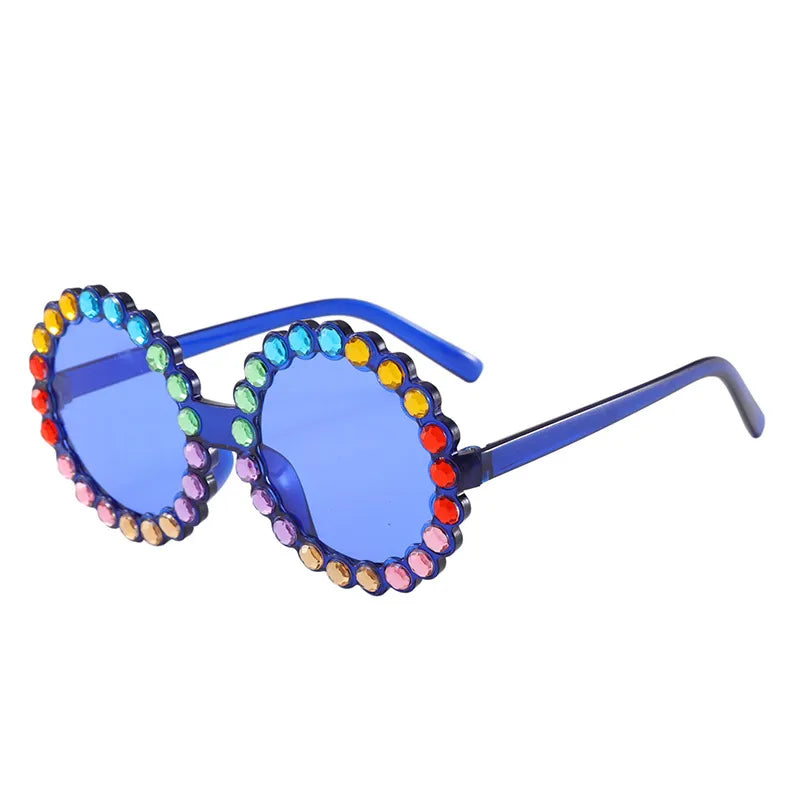 Hot-Selling Sunglasses Color Film Color Diamond Sunflower Sunglasses Colorful Children's Glasses