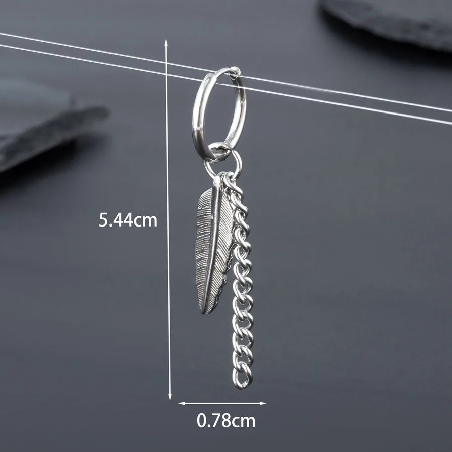 1 Piece Hip-Hop Punk Cross Leaves 316 Stainless Steel  Drop Earrings