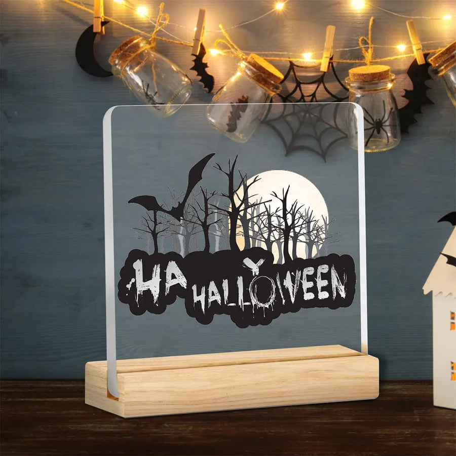 Acrylic Halloween Decorative Tabletop Wooden Ornaments Transparent Festive Home Decoration Ideal For Party Setup