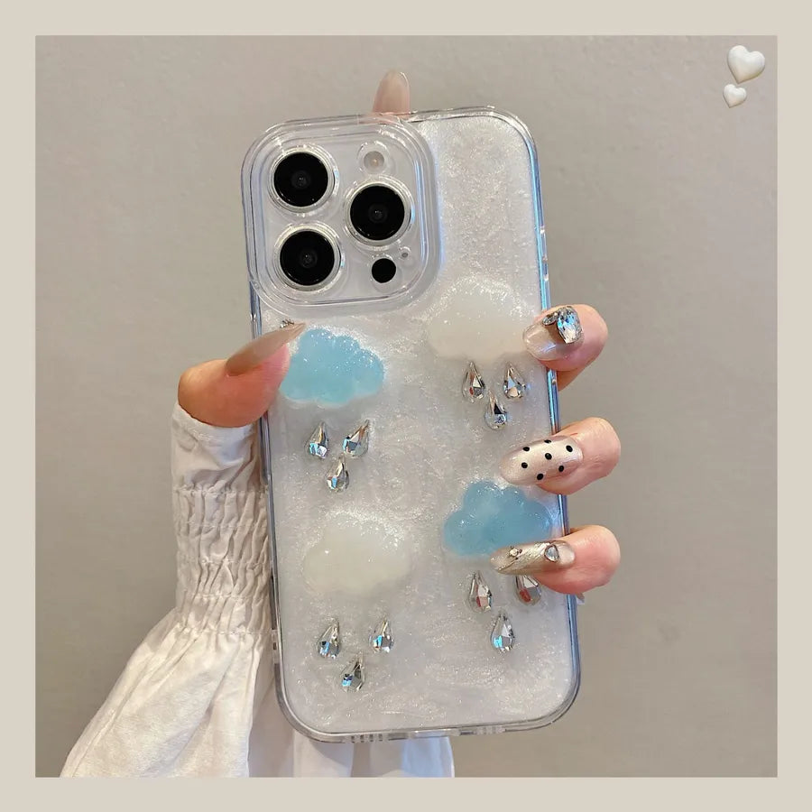 3D Diamond Clouds Apple 16 Pro Phone Case Silicone Transparent Customized Style For Huawei Mate70 Pro New Model Drop Shipping
