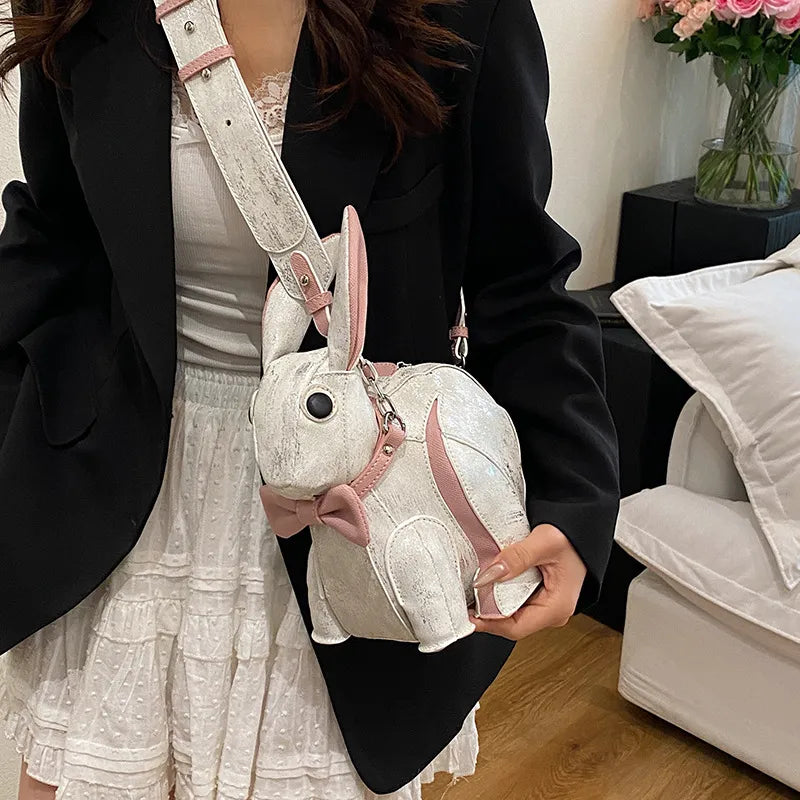 Cute Rabbit Shaped Cartoon Shoulder Bag Versatile Crossbody Bag For Girls Fashionable And Quirky Handbag In New Style