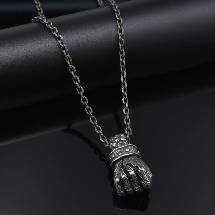 in Stock Distressed Punk Stainless Steel Men's Personalized Fist-Shaped Pendant