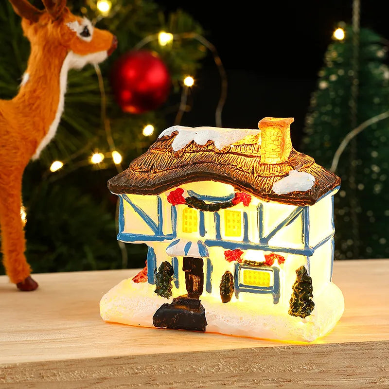 Christmas Vintage Style House Resin Daily Festival Ornaments
