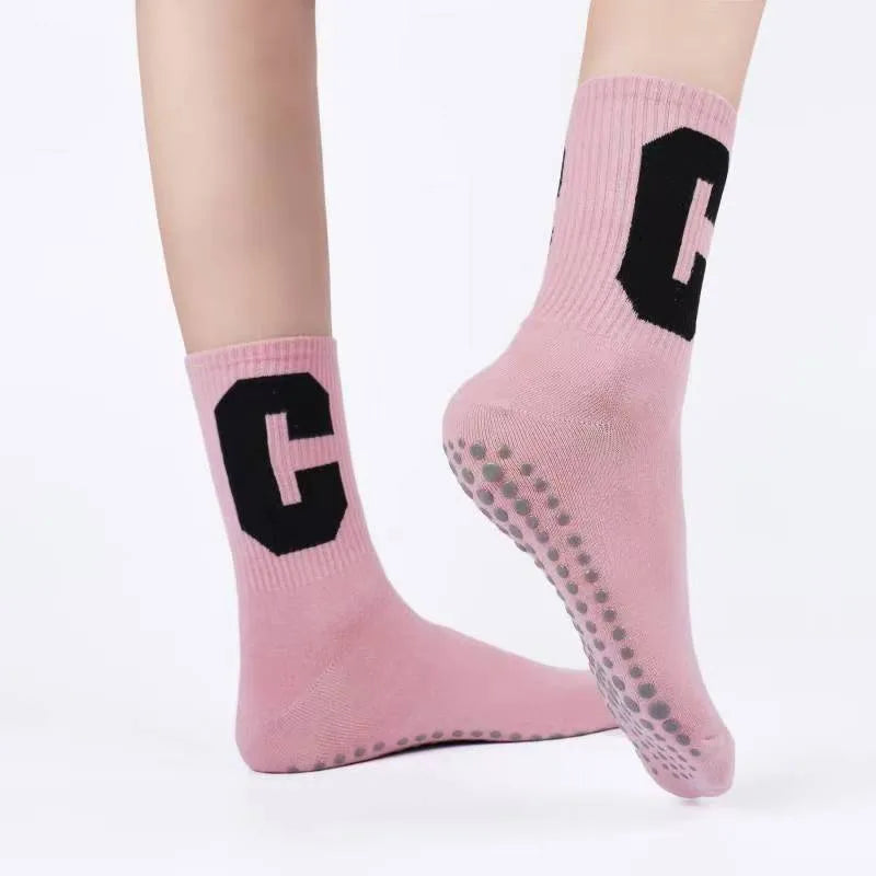Unisex Casual Sports Letter Stripe Cotton Crew Socks A Pair