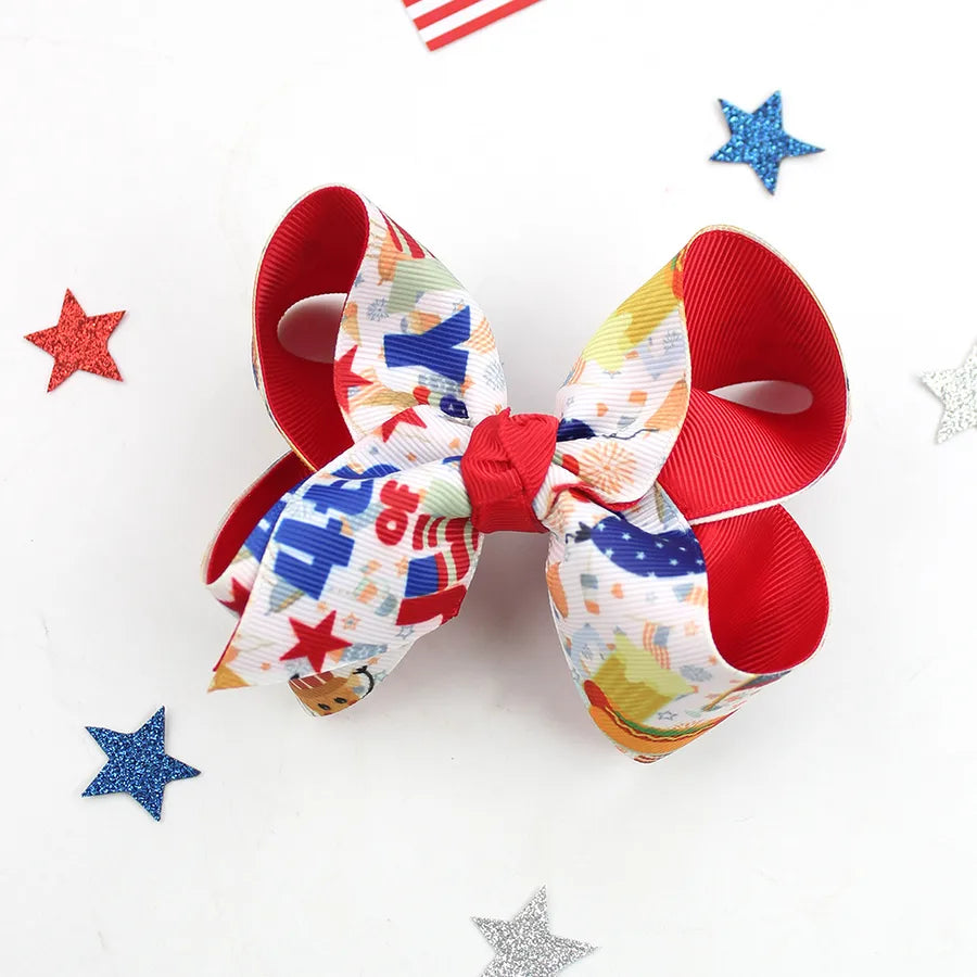 Independence Day Hairpin American Flag Bow Hair Accessories Children Girl Cute Headwear Patriotic Hairpin