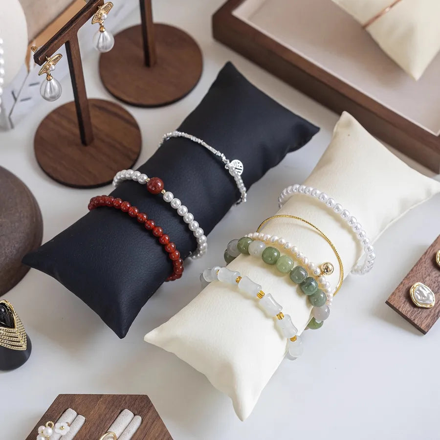 Velvet Fabric Bracelet Display Stand Counter Top Sponge Cushion Leather Surface Jewelry Accessory Premium Feeling Integrated Style