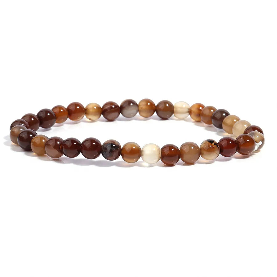 Hot Selling 4-10mm Natural Stone Bracelet Coffee Stripesd Agate Bracelet for Men and Women Same Style Yiwu Jewelry Wholesale