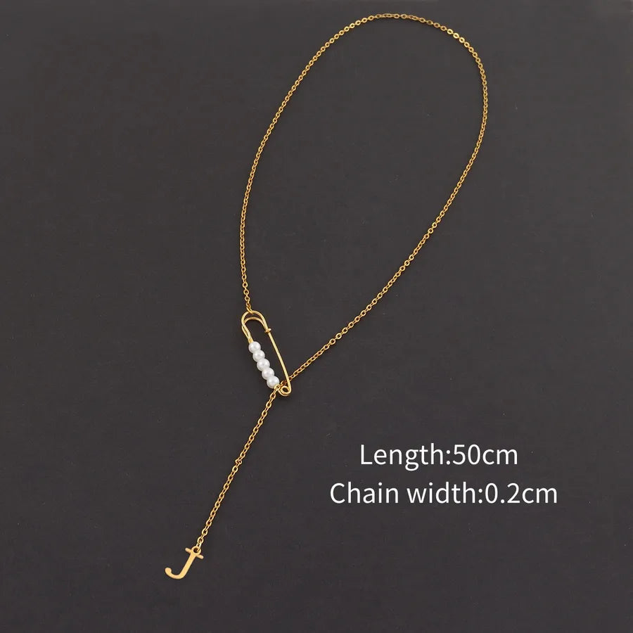 Wholesale Jewelry Simple Style Classic Style Pin Letter 201 Stainless Steel 304 Stainless Steel Copper cable chain Pendant Necklace
