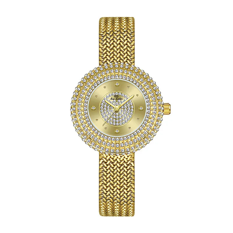 Casual Shiny Solid Color Single Folding Buckle Quartz Watch