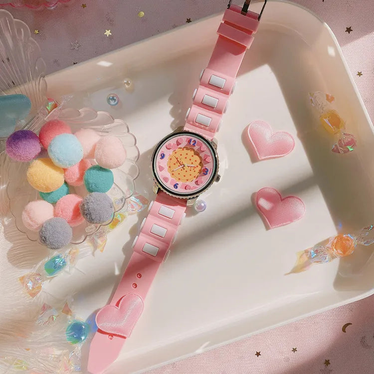 Sweet Cartoon Buckle Electronic Women's Watches