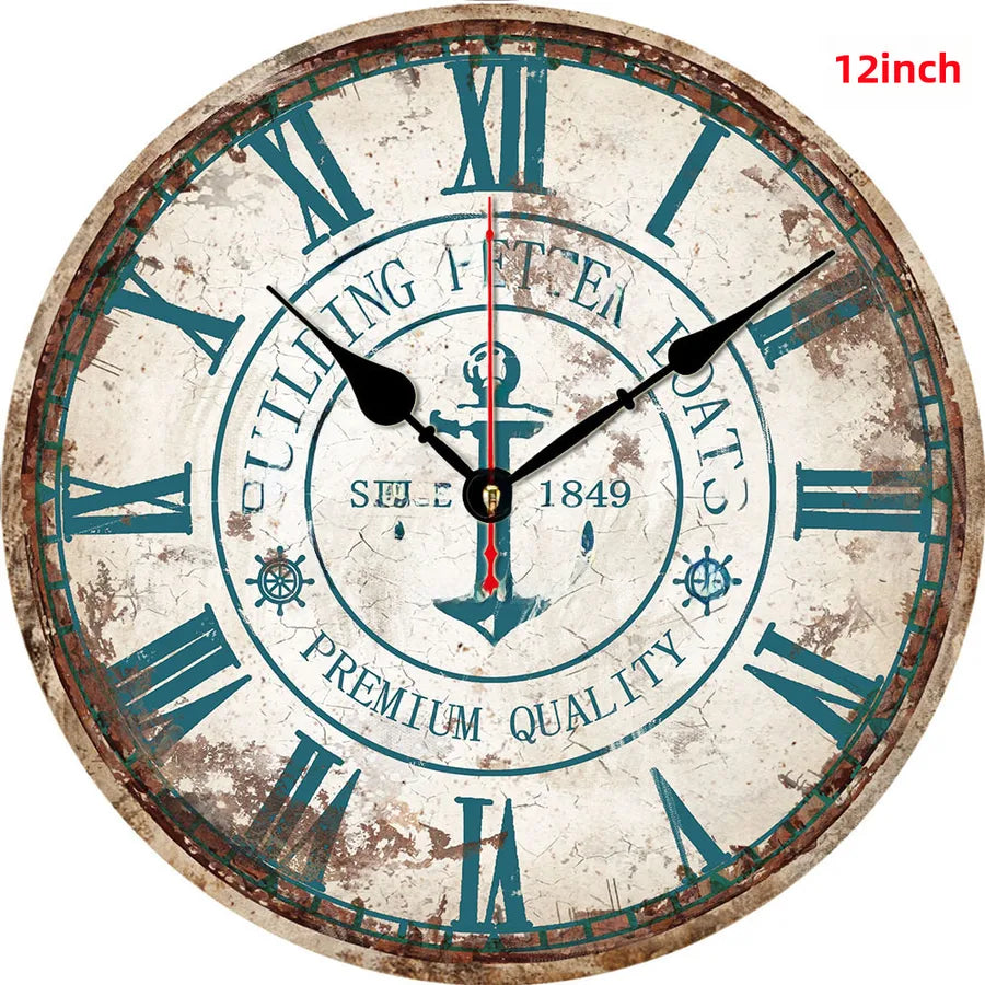 silent wall clock retro wood ocean clock wall sticker simple wall clock retro explosion hanging clock