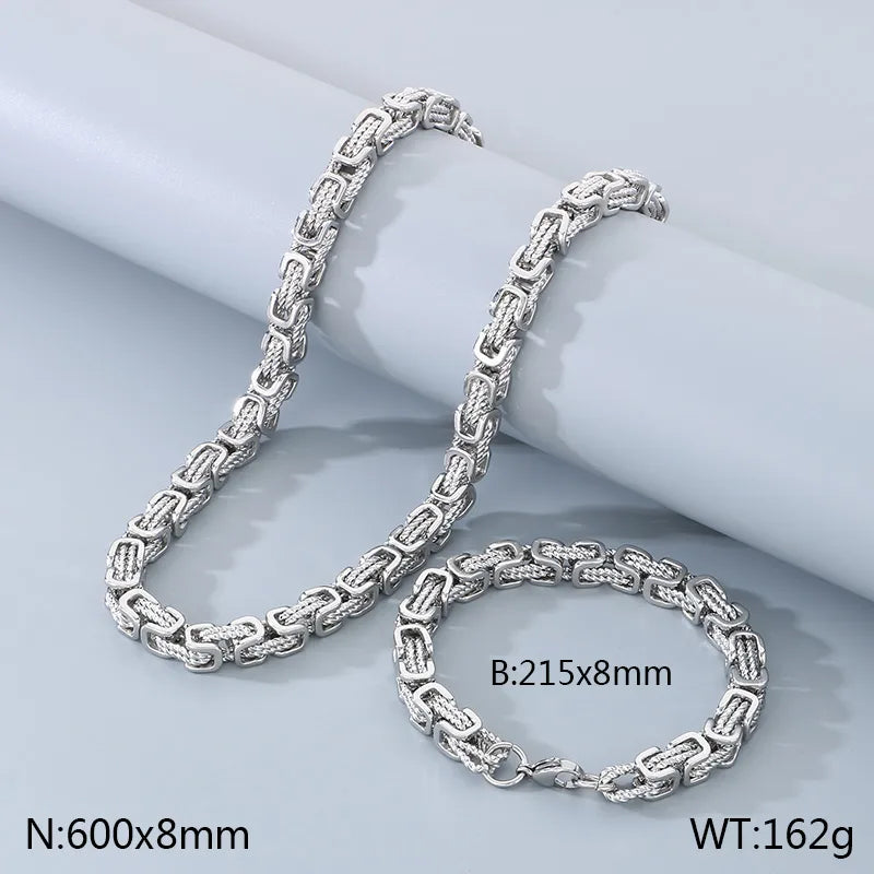 Wholesale Jewelry Hip-Hop Geometric 304 Stainless Steel 18K Gold Plated Jewelry Set