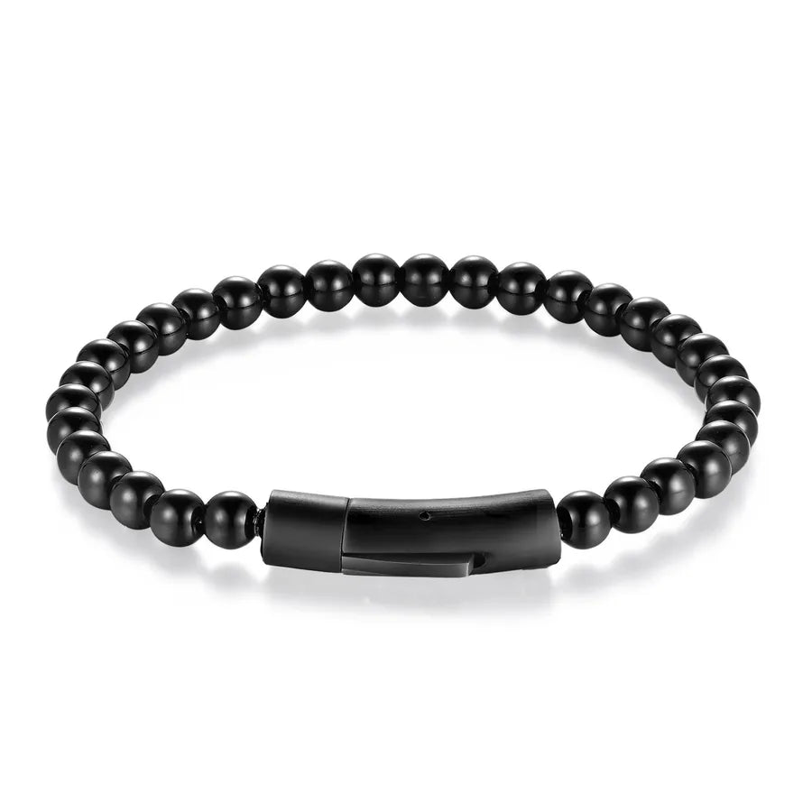 Retro Punk Geometric 316L Stainless Steel  Pu Leather natural stone Men's Bracelets Men Cord & Leather Bracelets