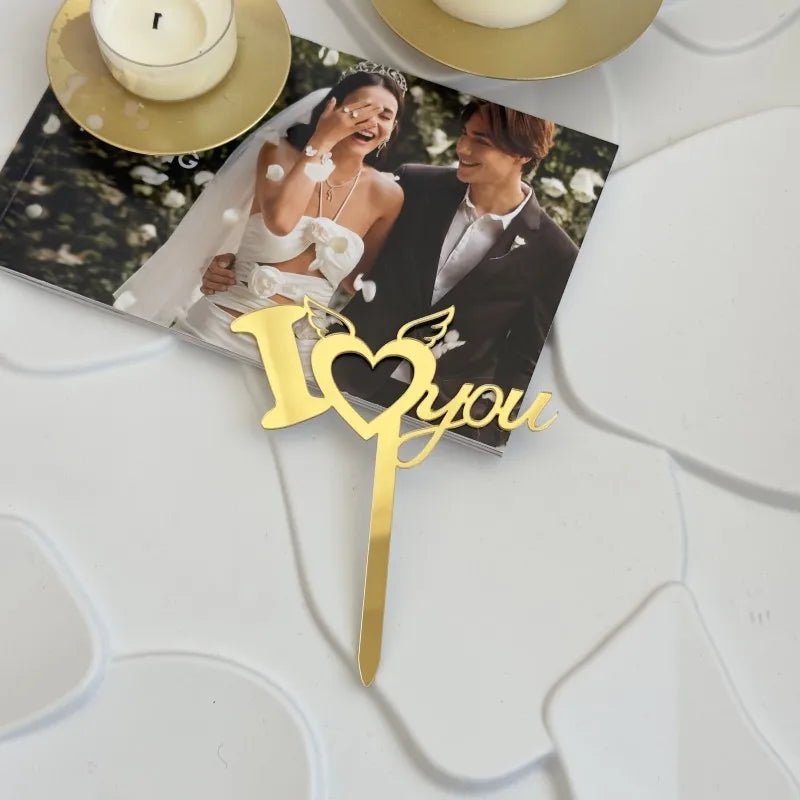 Valentine'S Day Elegant Lady Letter Heart Shape Arylic Holiday Banquet Daily Cake Decorating Supplies Party Supplies Cake Decorating Supplies 1 Piece
