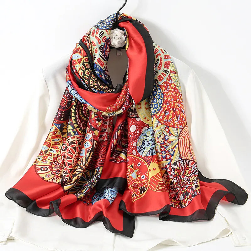 women's lady flower cloud brocade printing scarf
