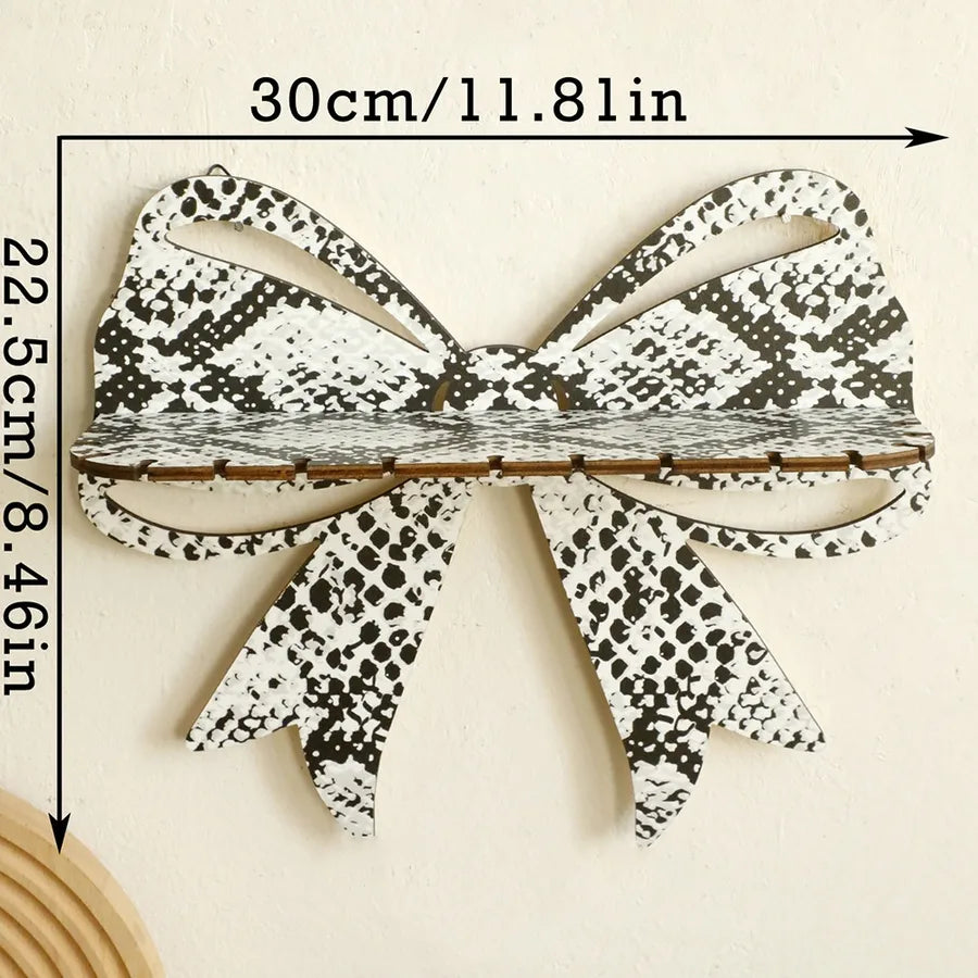 Cute Simple Style Snakeskin Bow Knot Wood Storage Rack Wall Art