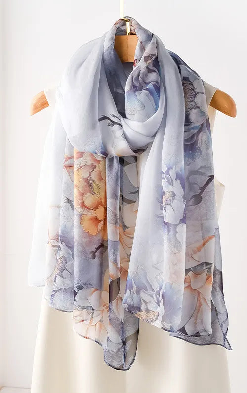 women's elegant geometric satin silk scarf