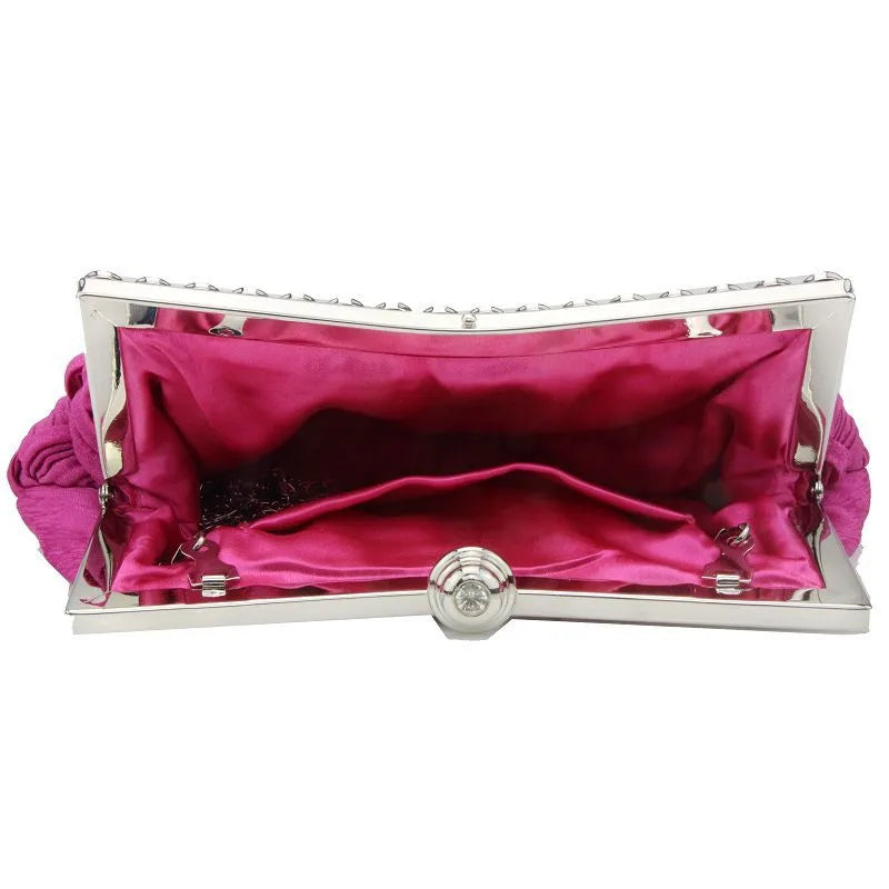 white red purple polyester solid color rhinestone dumpling shape evening bags