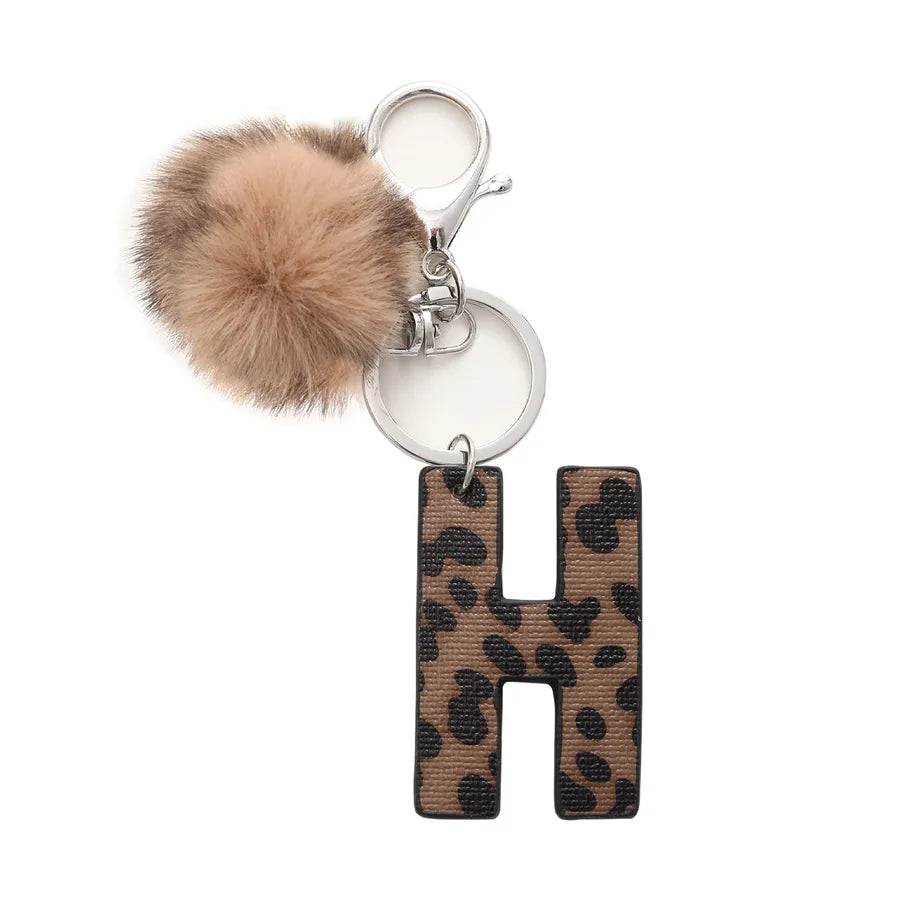 retro leopard pu leather bag pendant keychain