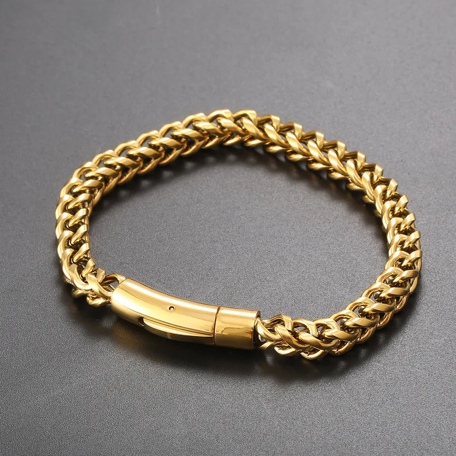 Hip-Hop Geometric 304 Stainless Steel Plating Men's Bracelets Men Chain Bracelets