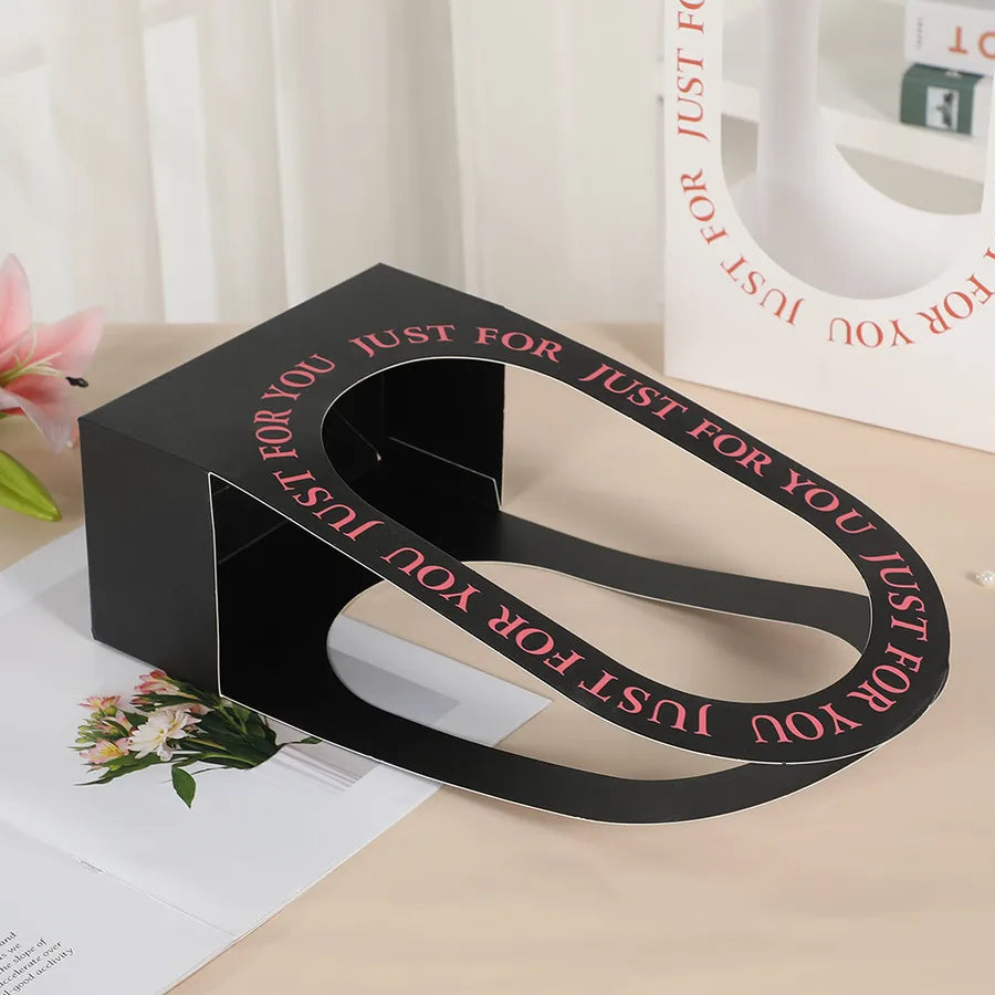Foldable Handheld Paper Flower Basket Hollow Out Design Valentine's Day Bouquet Box Ins Style Birthday Gift Packaging Box