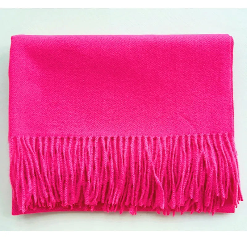 women's simple style solid color imitation cashmere scarf