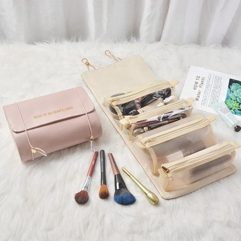 Elegant Basic Solid Color Pu Leather Square Makeup Bags