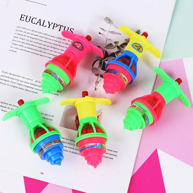 creative children's luminous rotating toy colorful gyro catapult belt transmitter