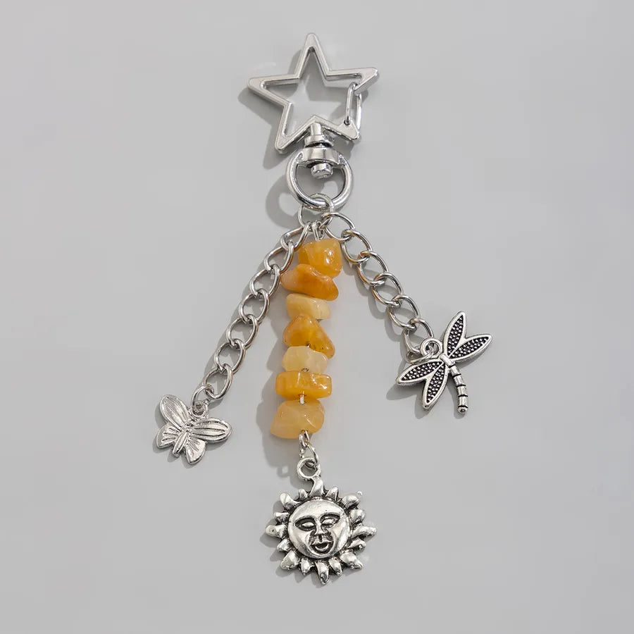 Pastoral Sun Moon Glass Zinc alloy Unisex Keychain